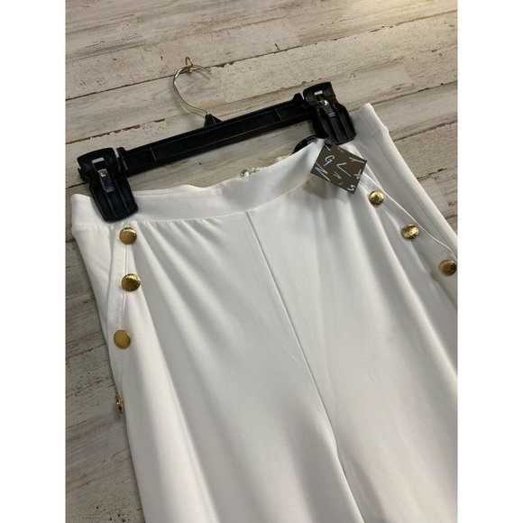 Nasty Gal Women's White Pants w/ Gold Buttons size Small - Picture 2 of 5
